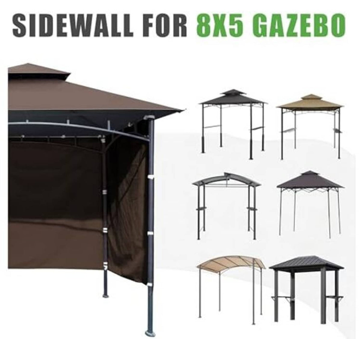 Brown grill gazebo sidewall panel set for 8x5 gazebo