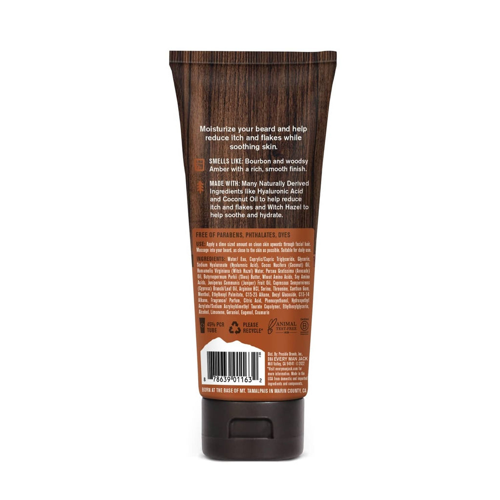 Beard-and-face recovery lotion tube back view with barcode and product details