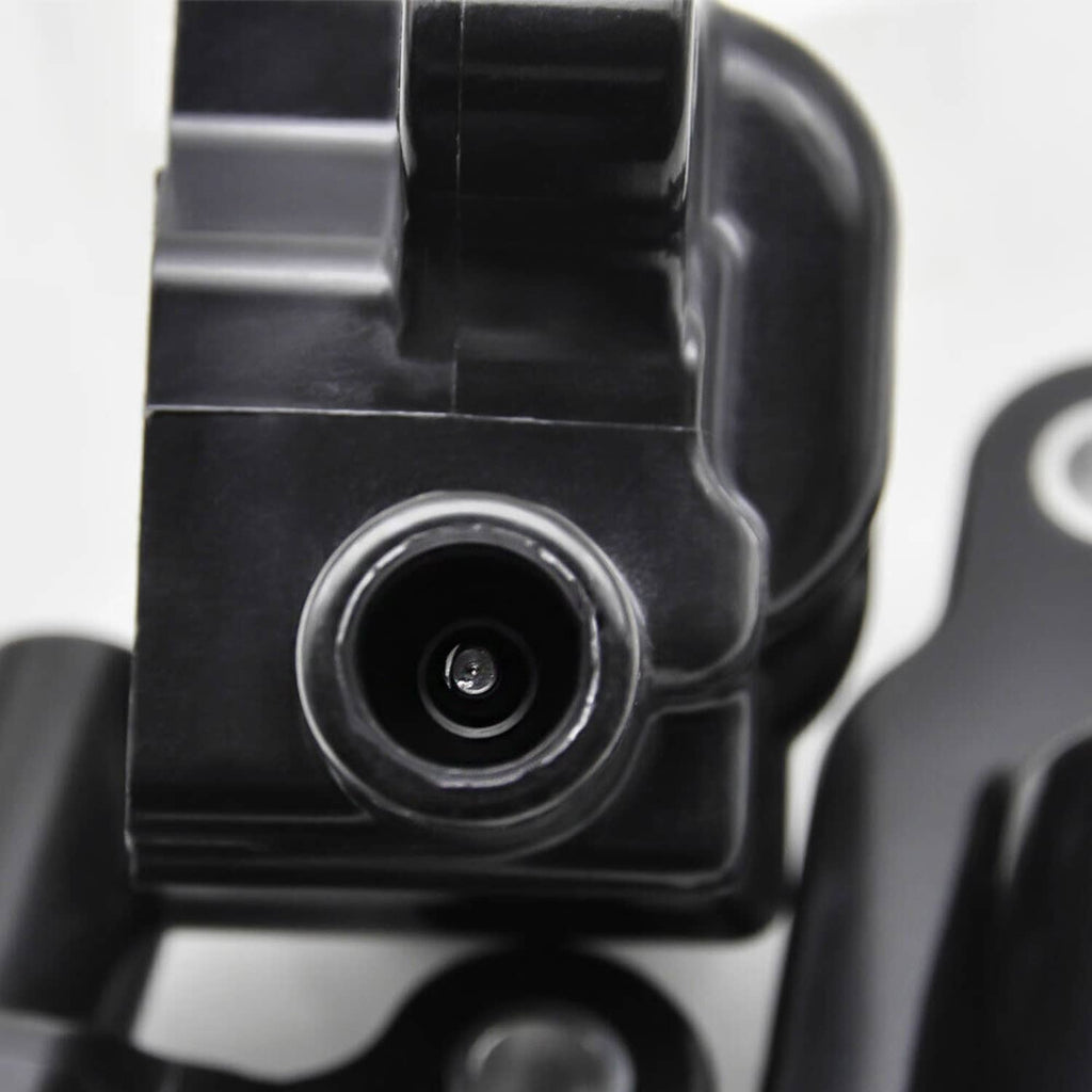 Black ignition coil with circular boot opening and molded body