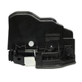 Rear left power door lock latch actuator, black plastic housing with metal pin