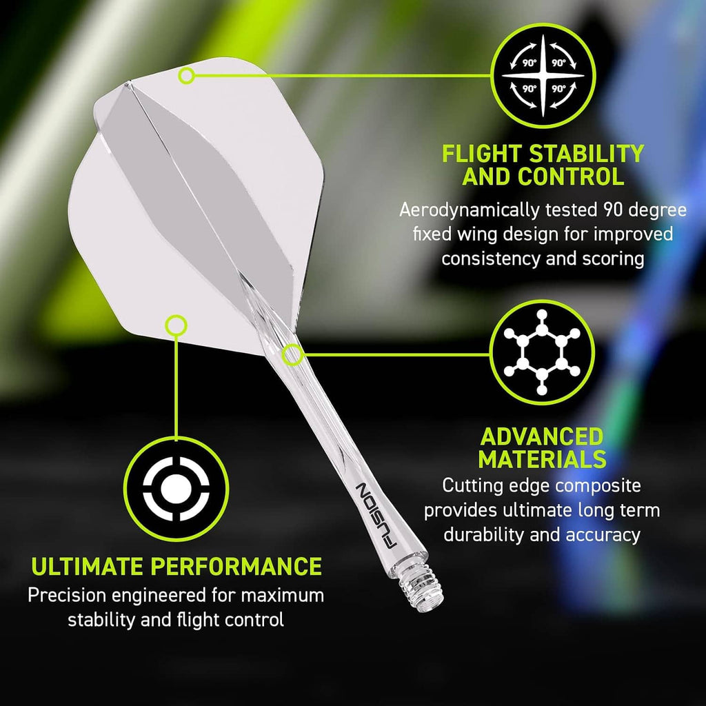 Dart flight design graphic highlighting stability and durable composite materials