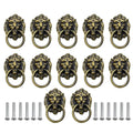 Bronze lion head cabinet knobs with ring handles, 12-pack with mounting screws