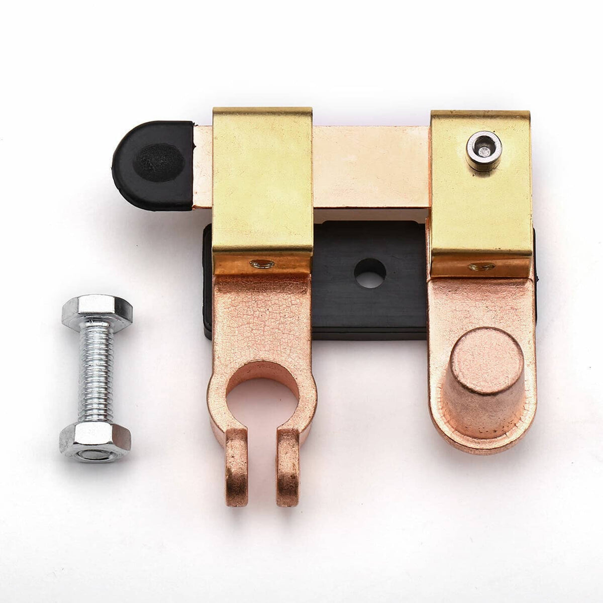 Knife blade battery disconnect switch with copper top post terminal and two mounting studs