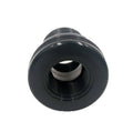 Black threaded bulkhead fitting with internal NPT-style threads