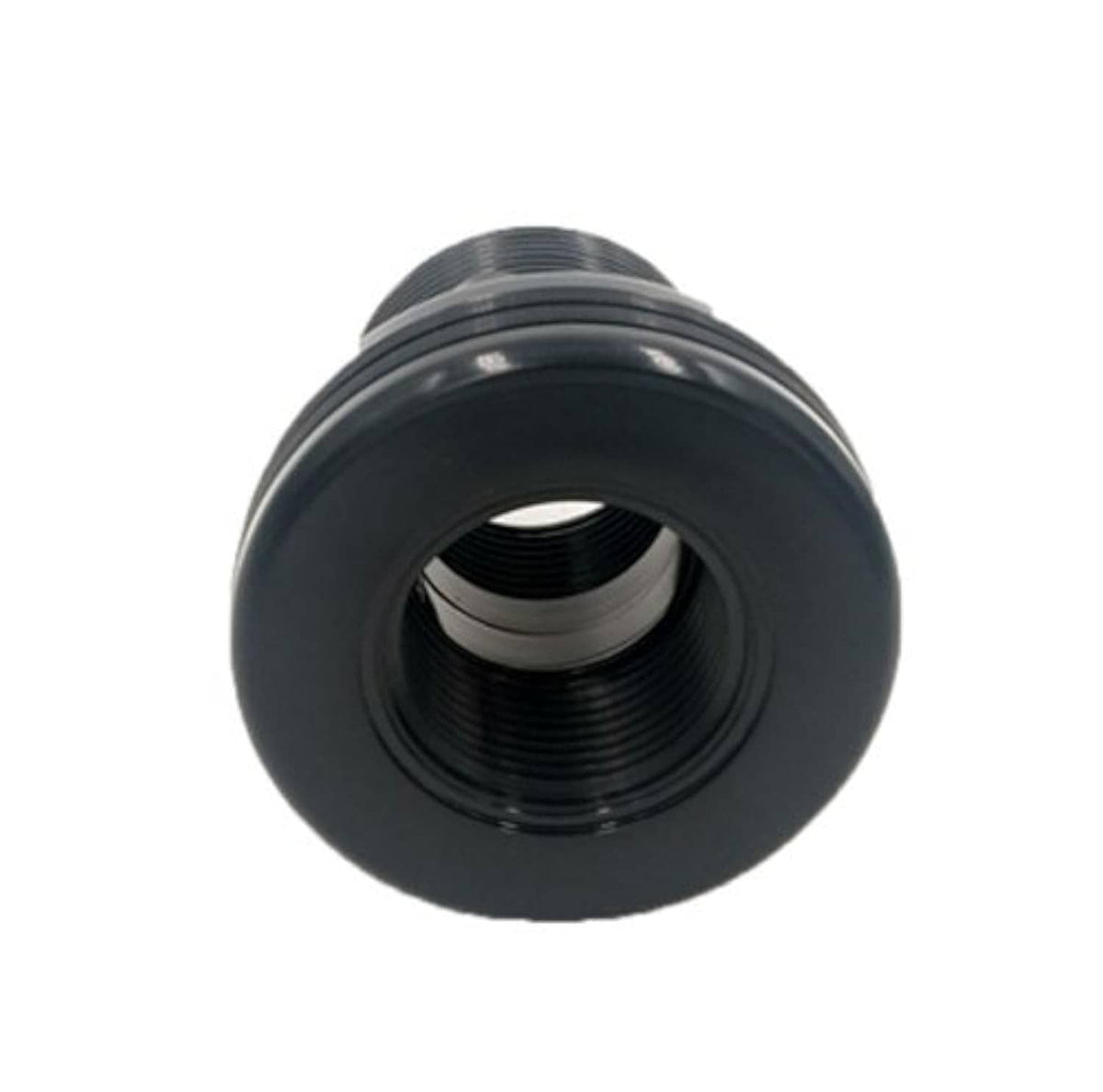 Black threaded bulkhead fitting with internal NPT-style threads