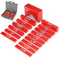 Red aluminum setup block height gauge kit with precision measurement bars