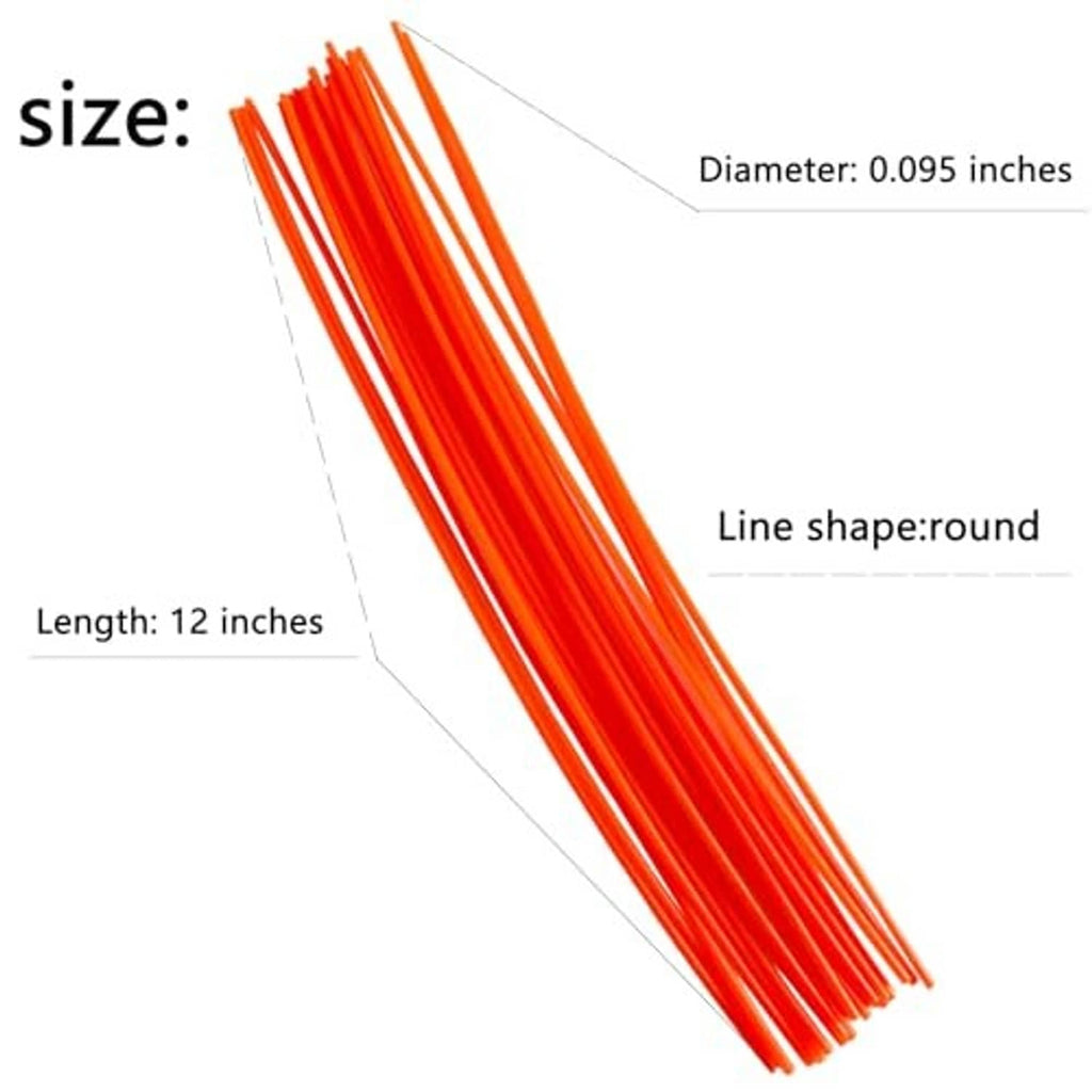 Orange round trimmer line, 0.095 in diameter, 12 in length pieces
