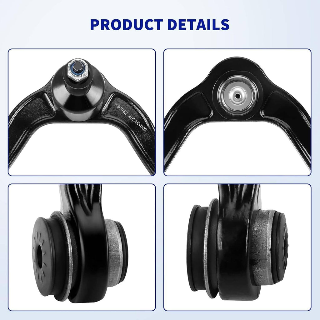 Front upper control arm with ball joint, black steel housing