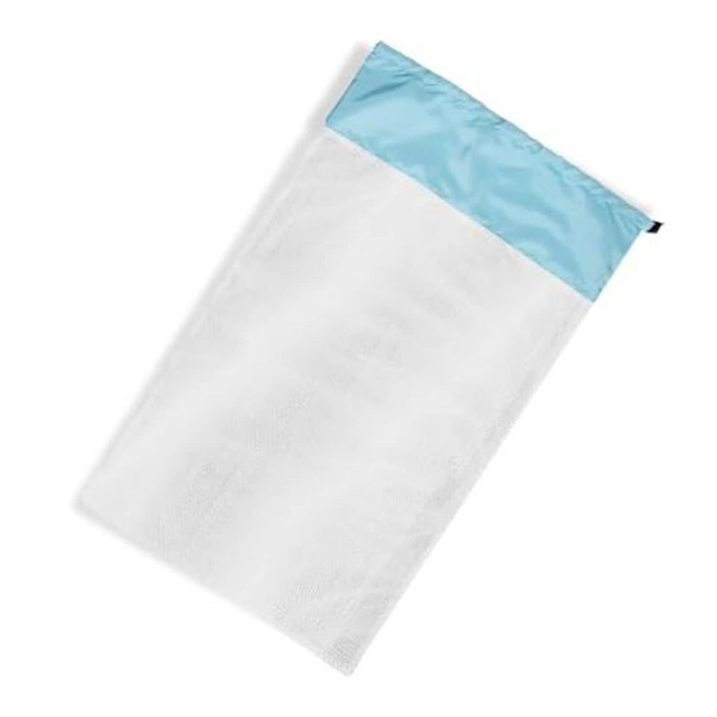 Fine debris replacement bag with blue top band and white mesh filter pouch