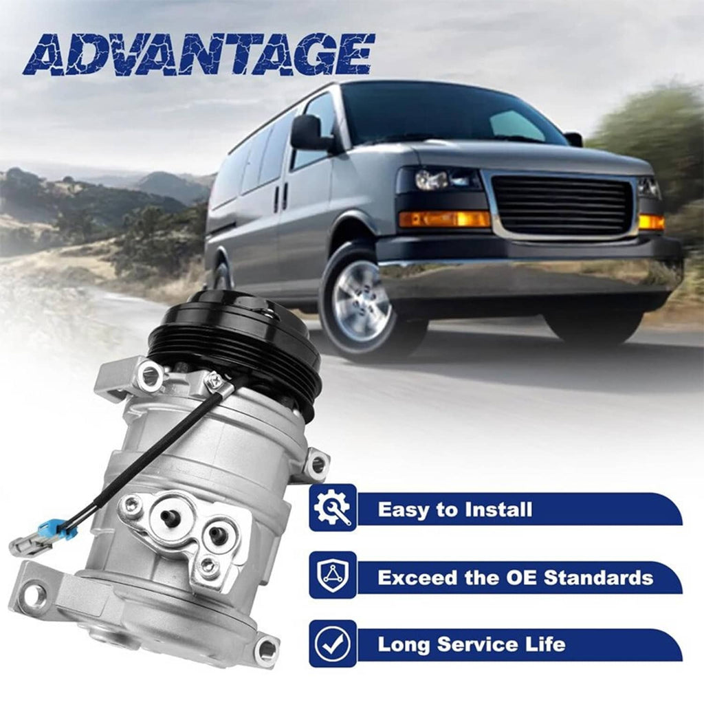 A/C compressor with clutch, silver housing and black pulley with mounting bracket