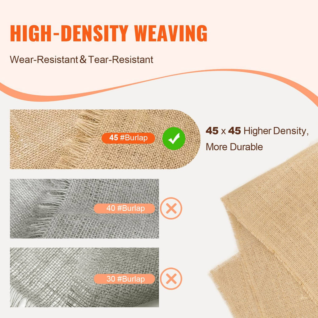 Tan burlap fabric roll segment with visible weave texture