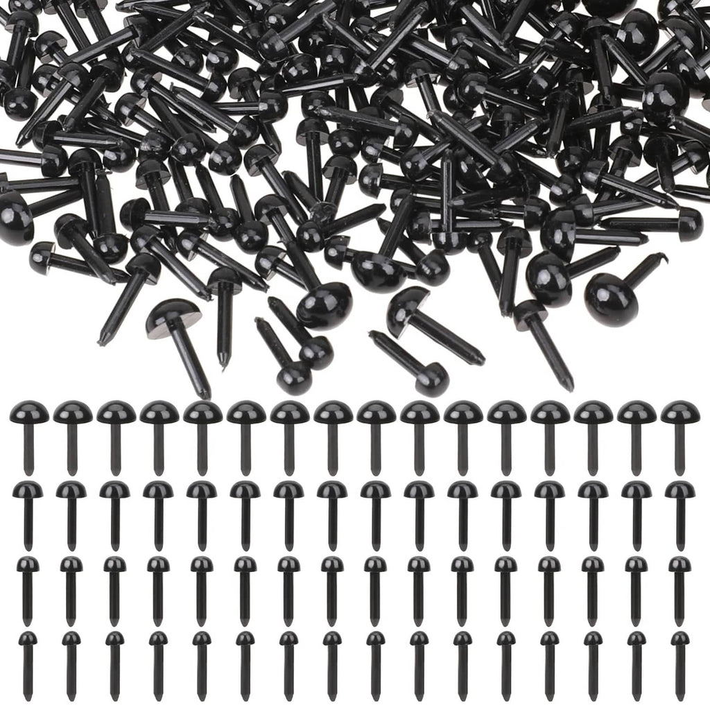 Black safety eyes for crocheting, round eyes with locking pegs, assorted sizes in bulk