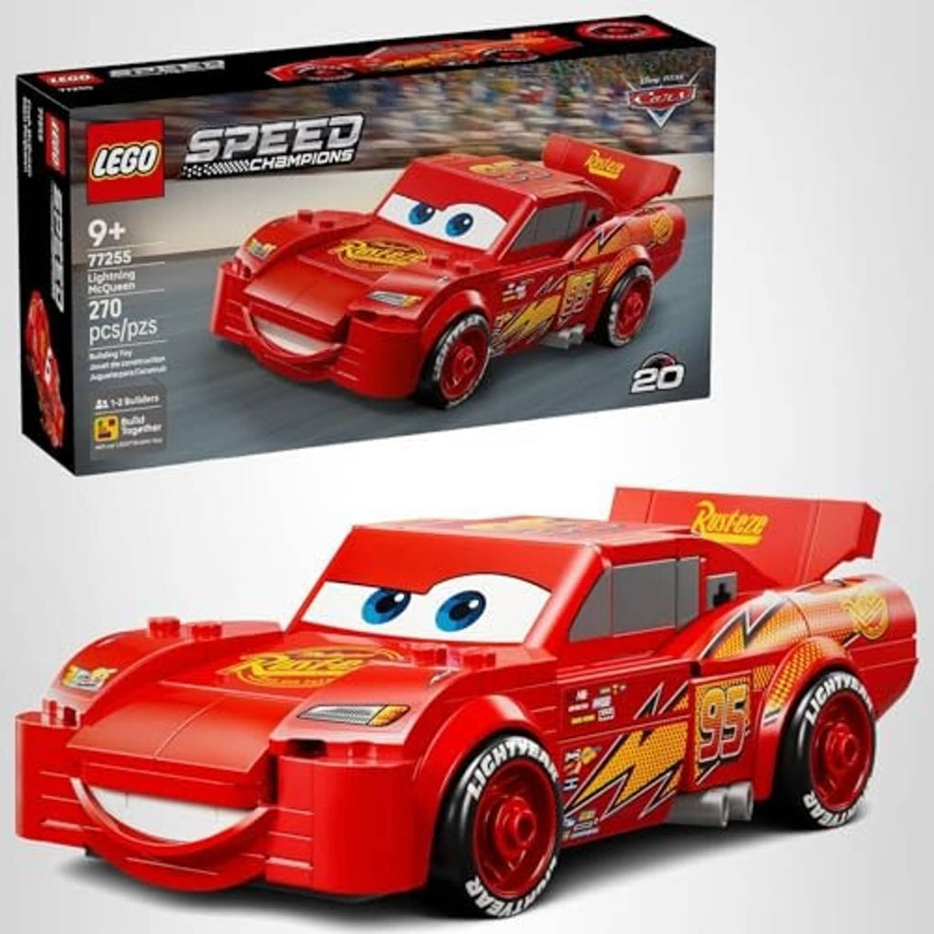 LEGO Speed Champions Speed Champions box and red buildable Lightning McQueen-style race car