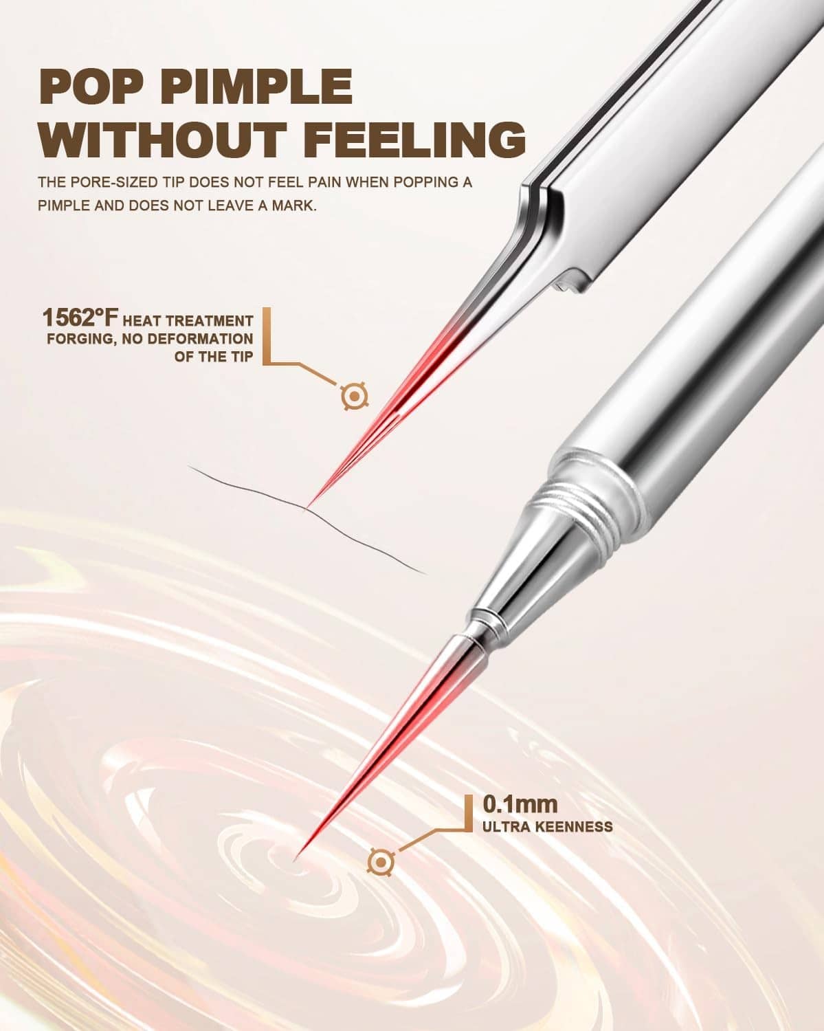 Precision blackhead remover tool tip designed for gentle pimple popping
