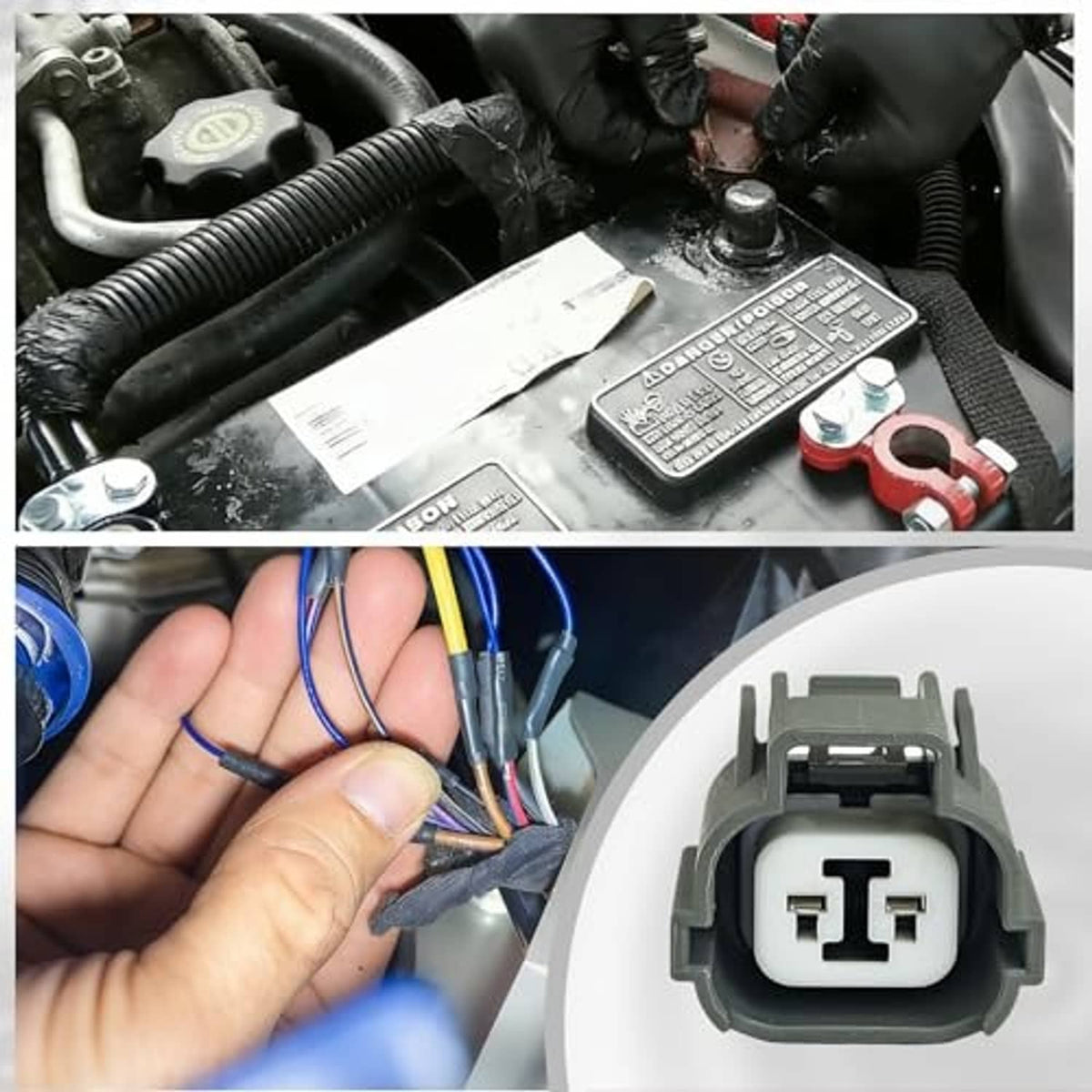 2-pin HID ballast power connector pigtail with gray plug and multi-wire harness
