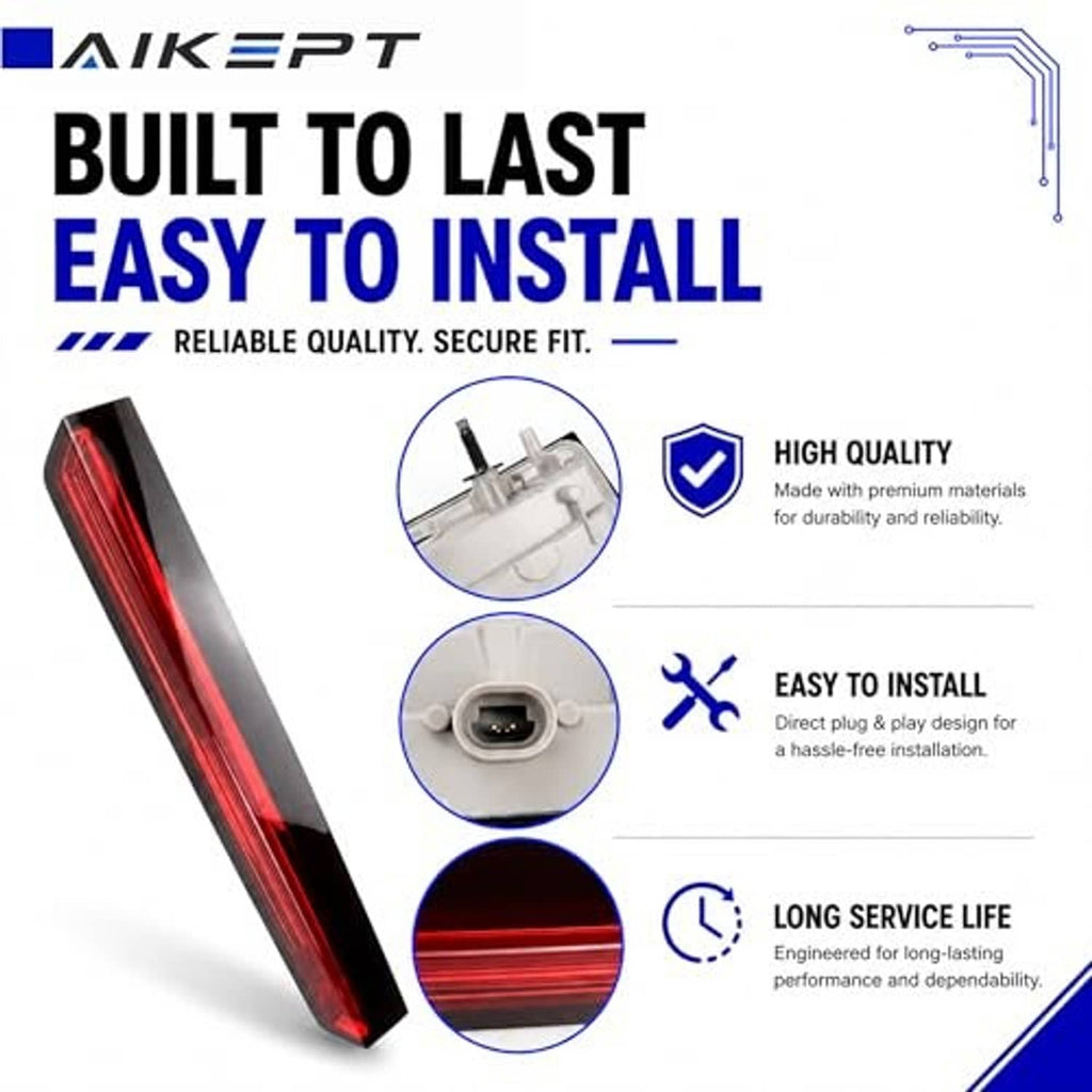High mount stop light bar with red lens and black housing in an angled view
