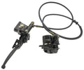 Left rear hydraulic disc brake master caliper assembly with lever and hydraulic hoses