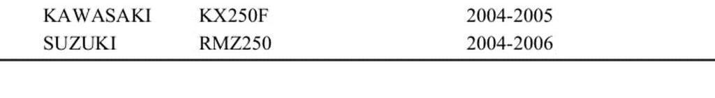 Compatibility chart: KX250F 2004-2005 and RMZ250 2004-2006