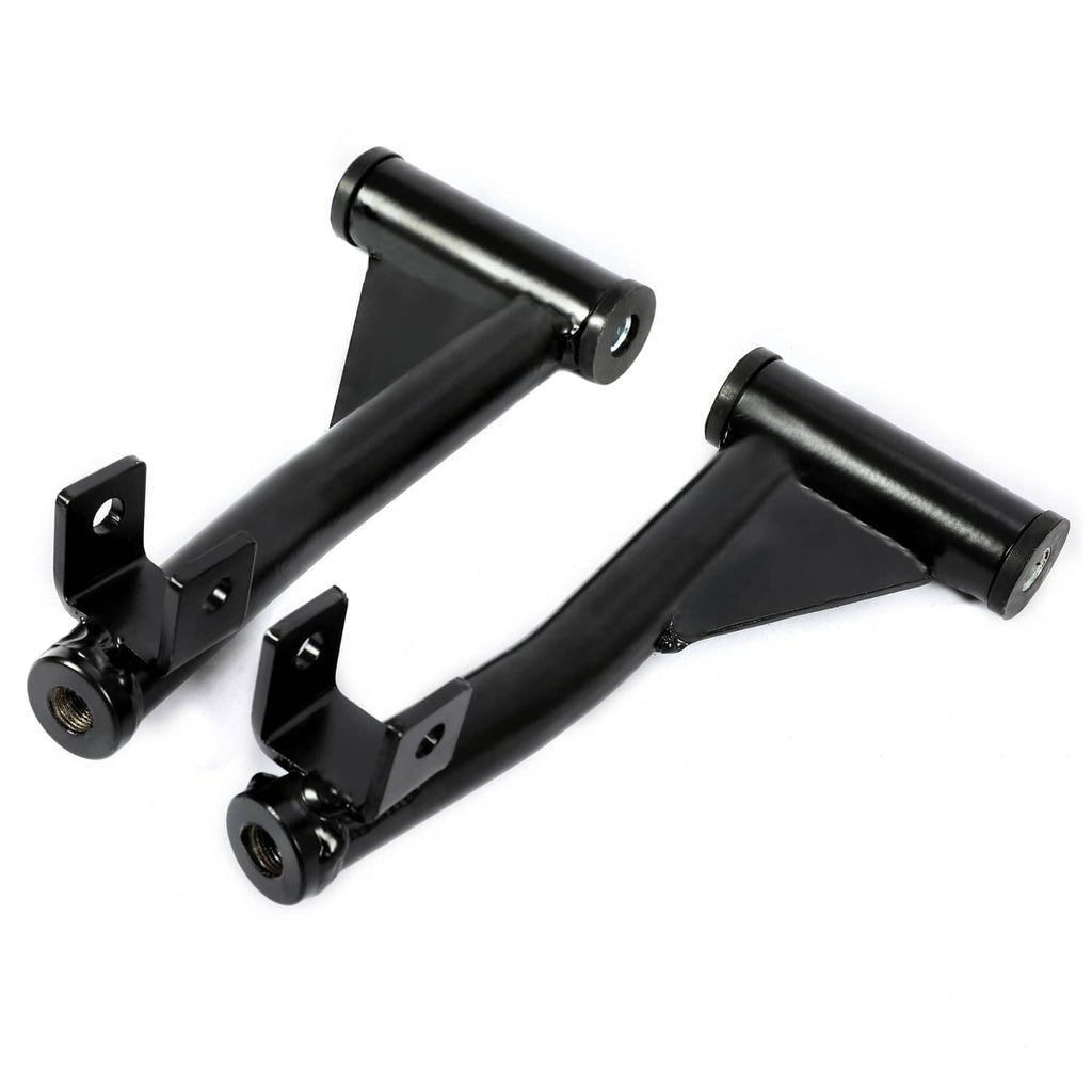 Black double A-arm suspension arms with pivot brackets and threaded ends
