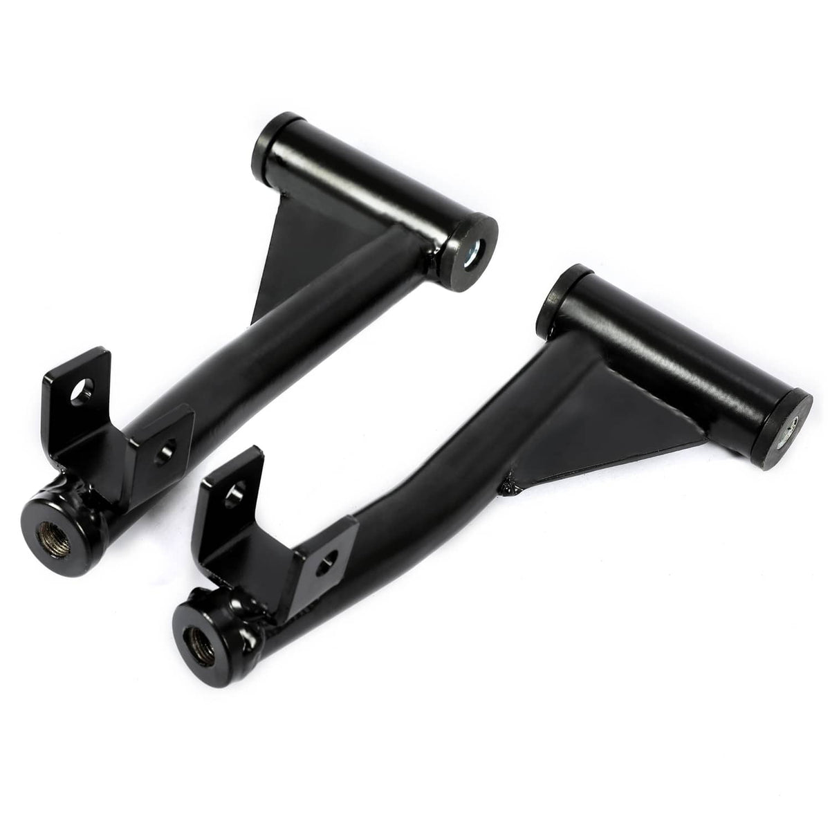 Black double A-arm suspension arms with pivot brackets and threaded ends