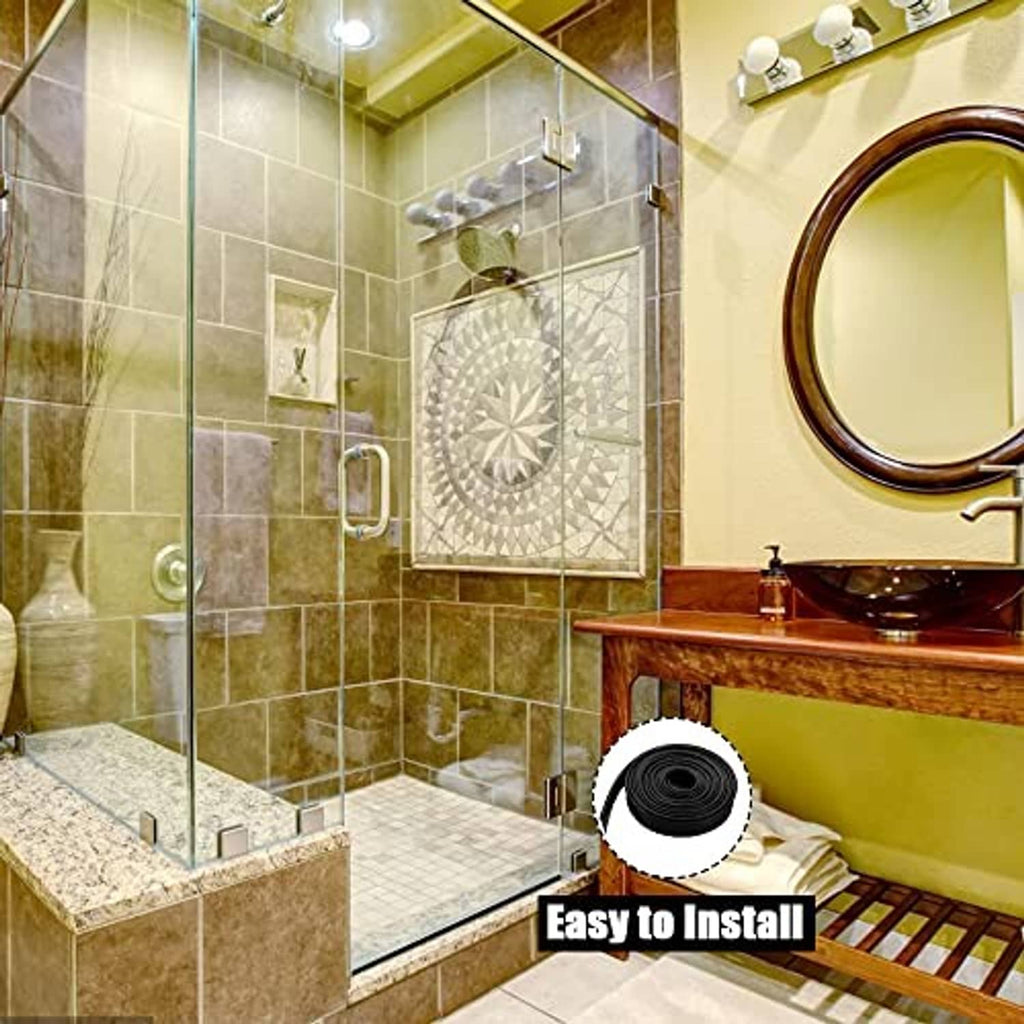 Black rubber shower door bottom seal strip roll, for sealing shower door base