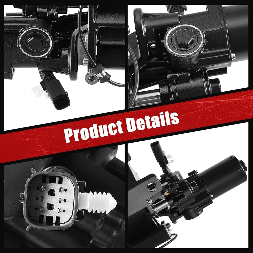 Power running board motor assembly close-up of connector socket and linkage parts