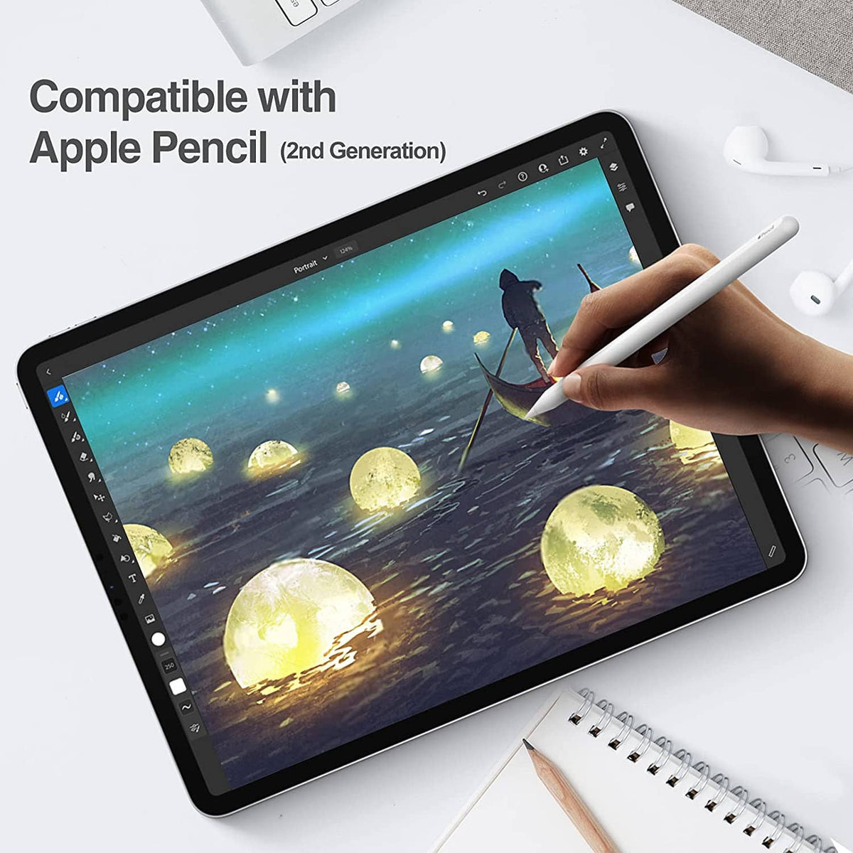 Privacy screen protector for tablet compatible with Apple Pencil (2nd generation)