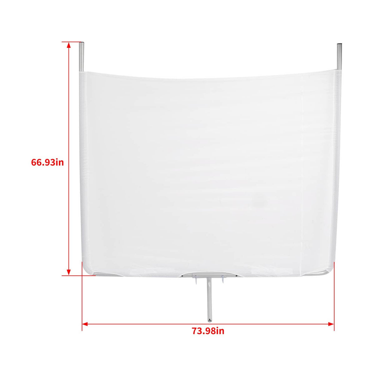 White boat sun shade canopy with silver side poles and center support post