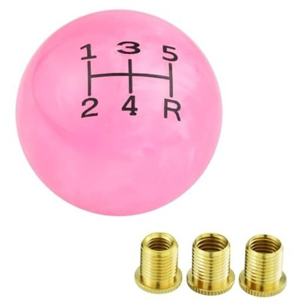 Pink 5-speed ball shift knob with gear pattern 1-5 and R