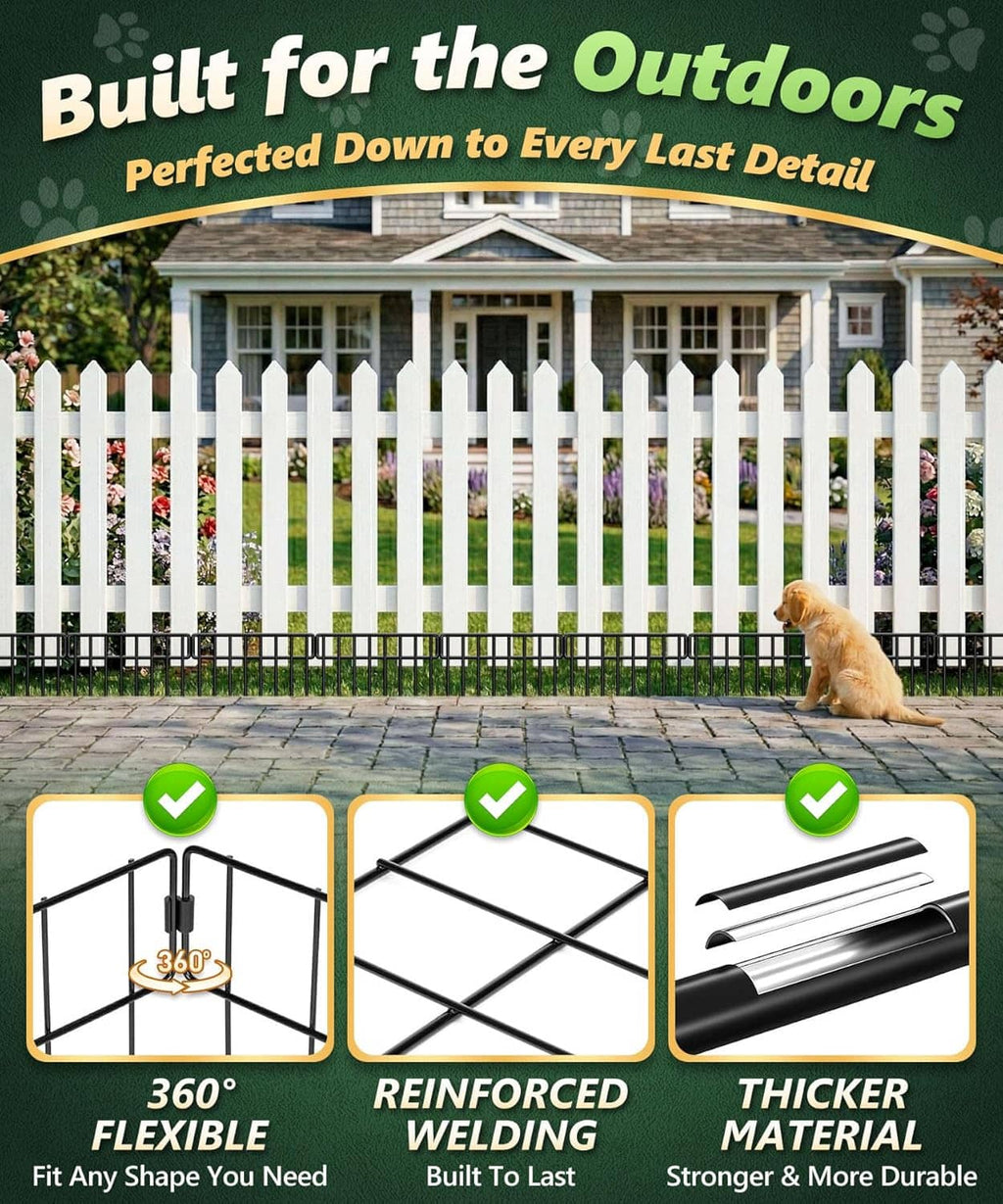 Anti-dig garden fence barrier with flexible 360° bend and reinforced welded joints