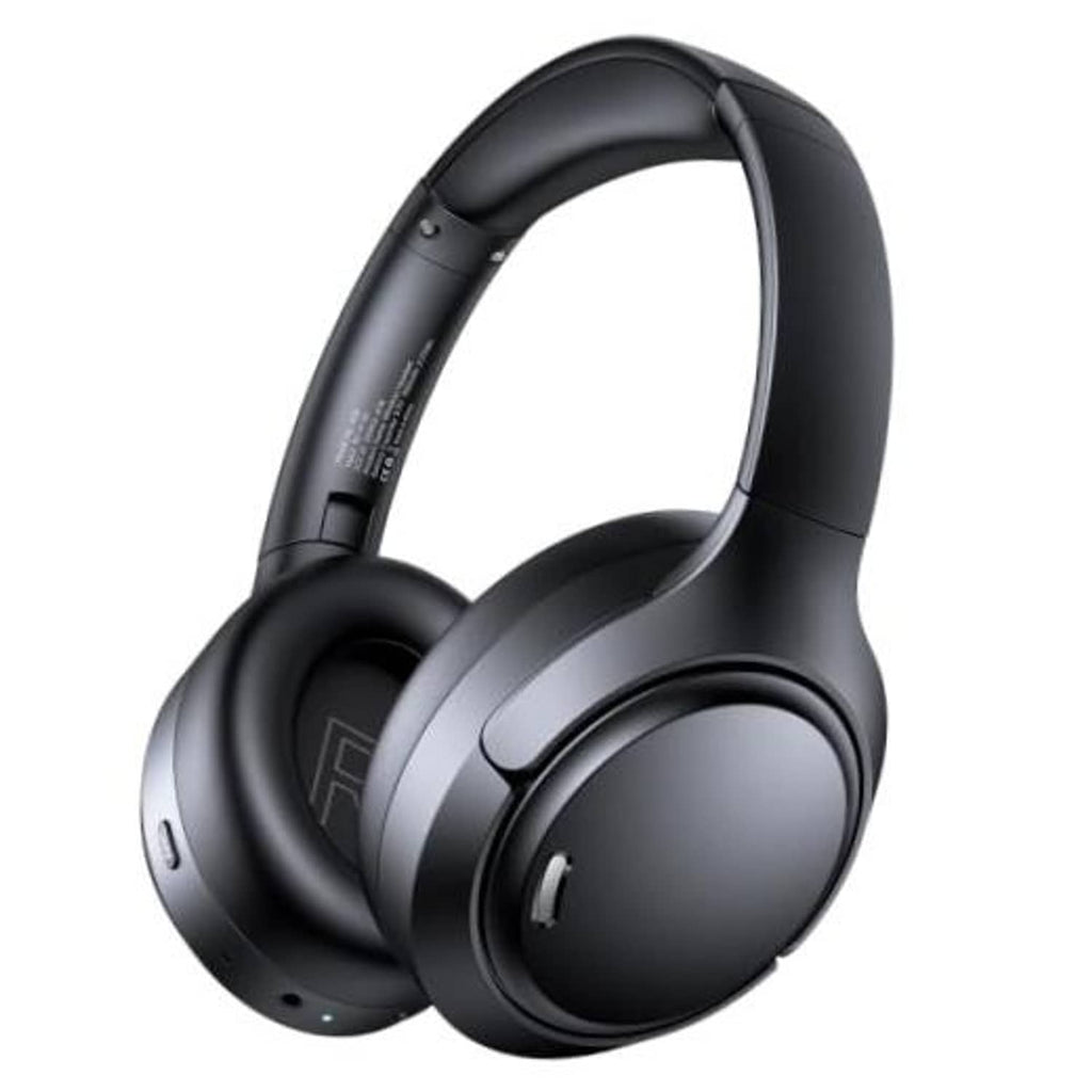 Black over-ear wireless headphones with padded headband and cushioned ear cups