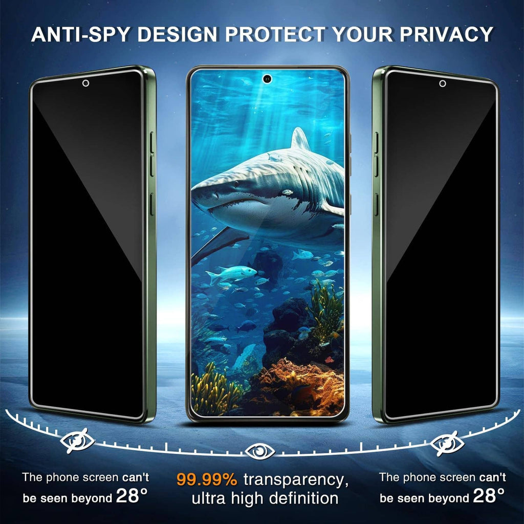 Privacy tempered glass screen protectors for smartphone screens, anti-spy view angles