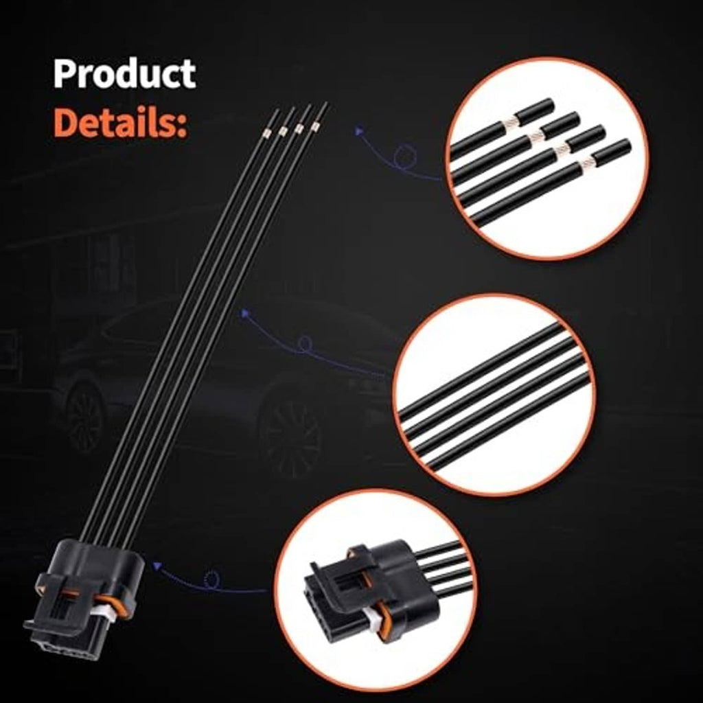 Voltage regulator connector plug harness with black connector and multiple lead wires