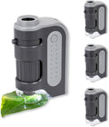 Gray LED pocket microscope set with eyepiece, focus knob, and green sample pouch