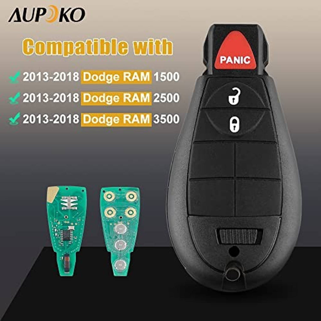 Black key fob with red PANIC button plus two green circuit boards