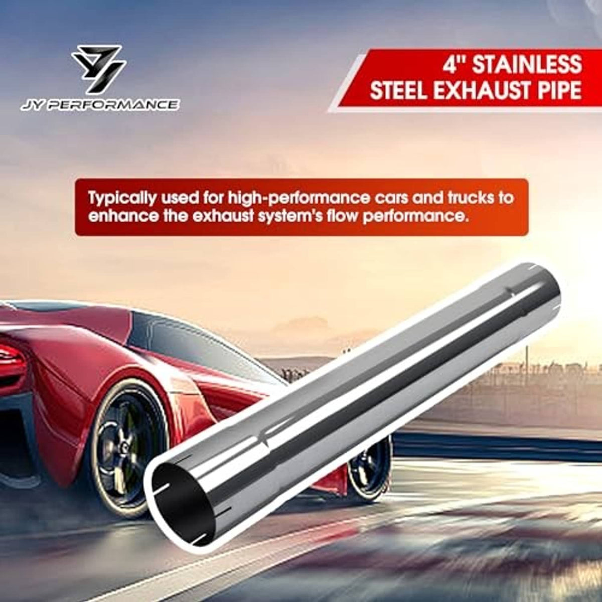 4-inch stainless steel exhaust pipe with smooth straight tube and black outlet end