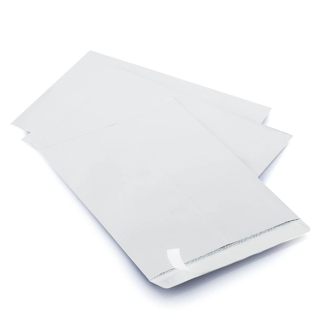 White security catalog envelopes with Quick-Seal strip on the open flap