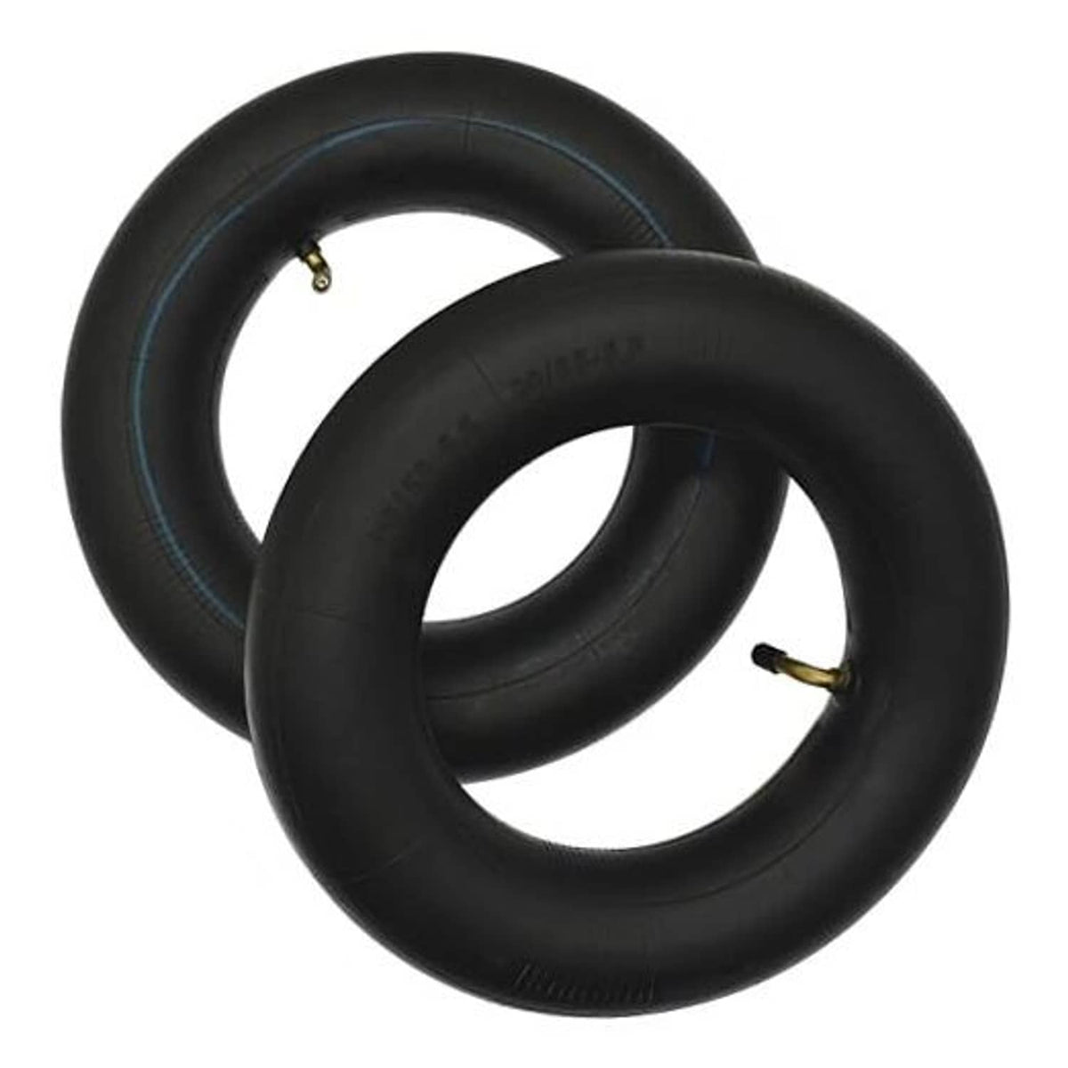Black inner tube pair with brass TR87 bent valve stems, for 90/65-6.5 tires.