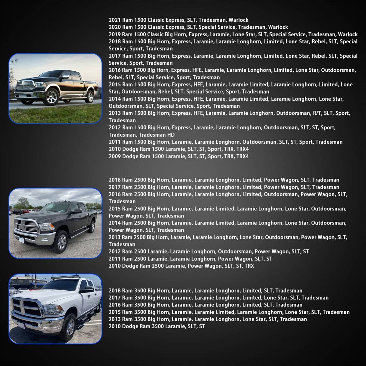 Vehicle compatibility list for steering column gear shift bracket
