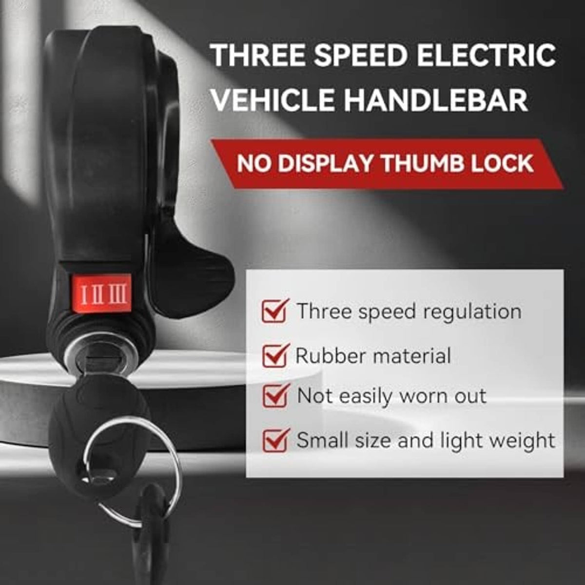 Three-speed electric vehicle handlebar thumb throttle switch, black control