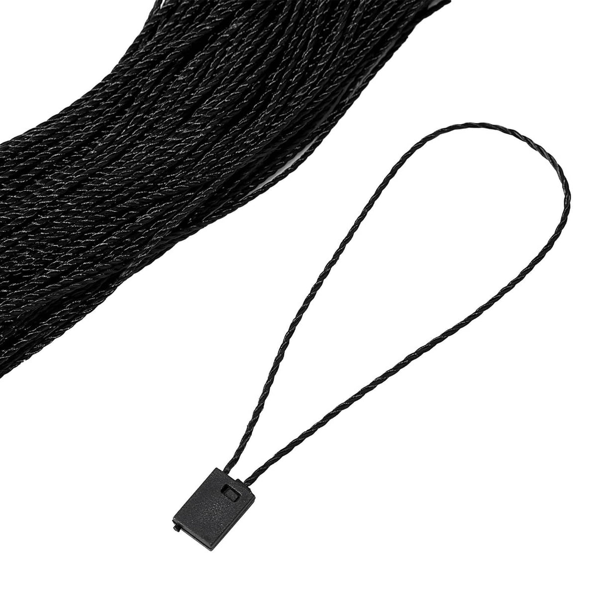 Single black loop string with a rectangular snap-lock clip end