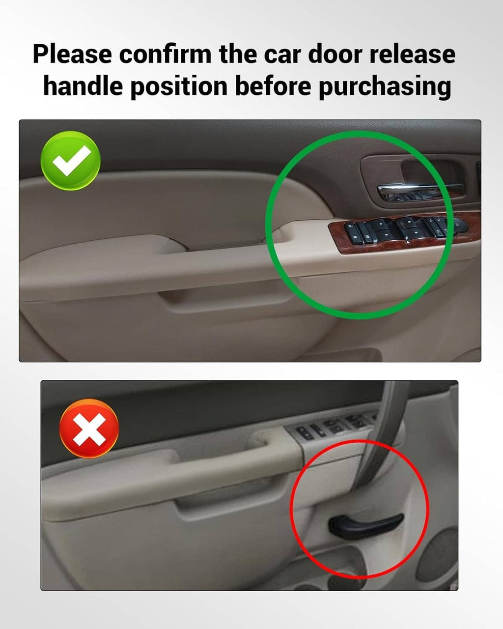 Beige door armrest repair panel showing handle area alignment