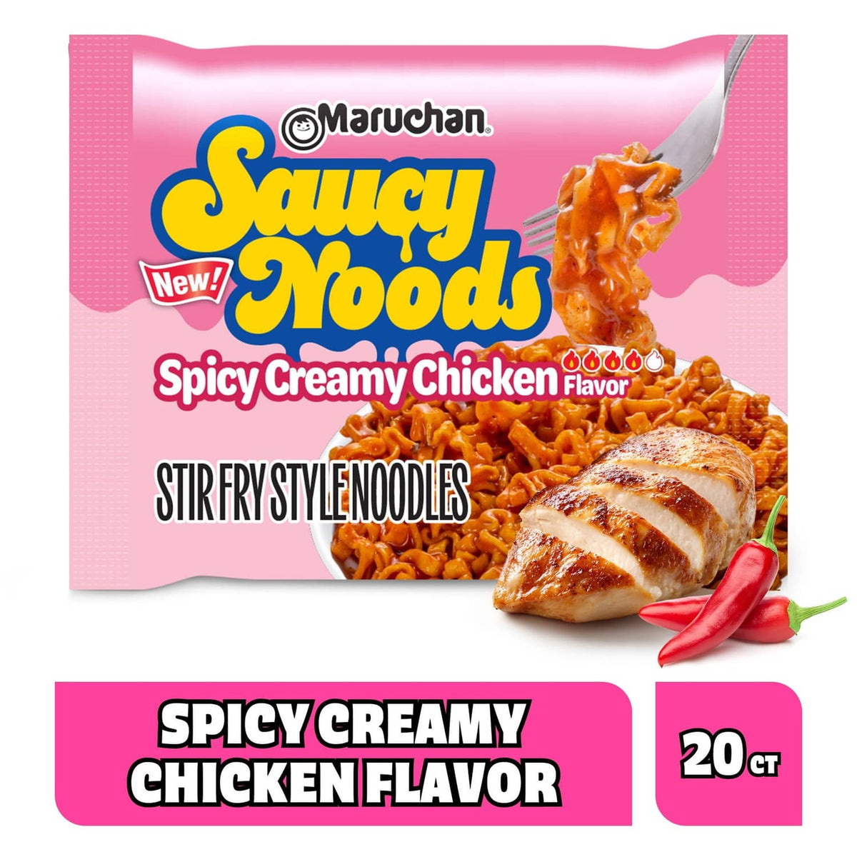 Maruchan Saucy Noodles Spicy Creamy Chicken Flavor noodle pouch, 20 count