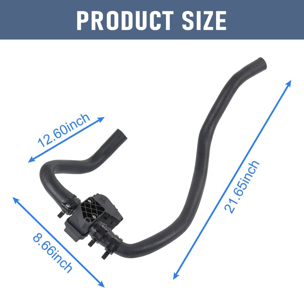 Black rubber hose with heater inlet control valve and wiring connector