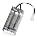 Bathroom fan heating element with metal frame and white wiring harness