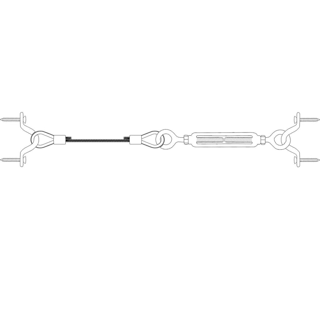Turnbuckle tension wire rope with eye and hook connected, adjustable length