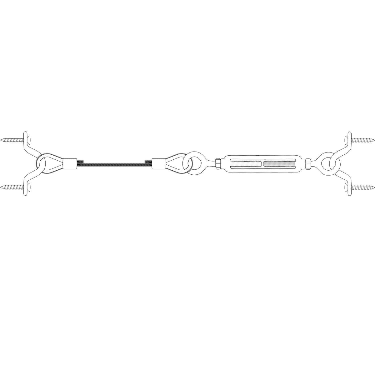 Turnbuckle tension wire rope with eye and hook connected, adjustable length