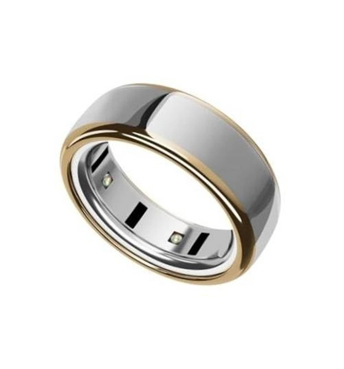 Gold-tone Oura ring cover with silver inner band and open center cutout