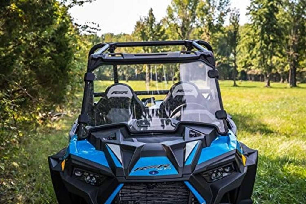 Full UTV windshield front panel, clear glass-like panels with black mounting frame