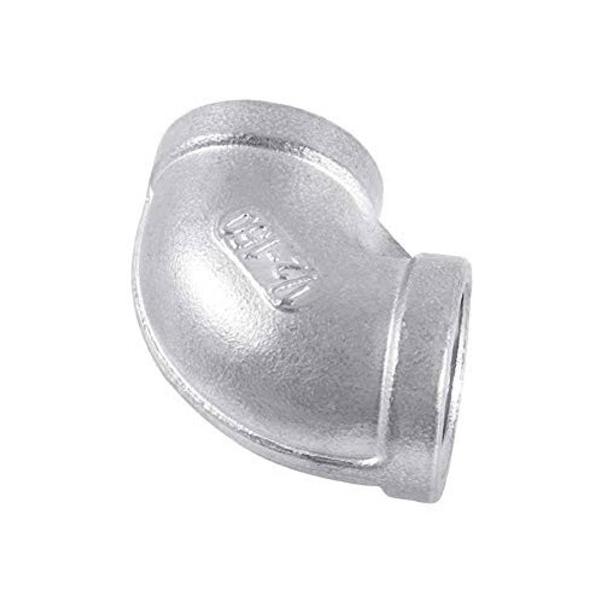 Stainless steel 90° elbow pipe fitting with female threaded ends